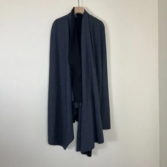 Zara Women Size M Gray Asymmetric Wool Cape Poncho Wrap Kimono Modern Minimalist - Picture 6 of 15